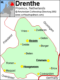 Map of Drenthe province, Netherlands