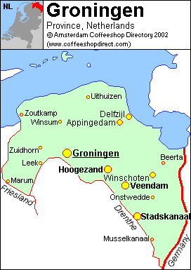 Map of Groningen province, Netherlands