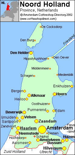 Map of Noord Holland province, Netherlands