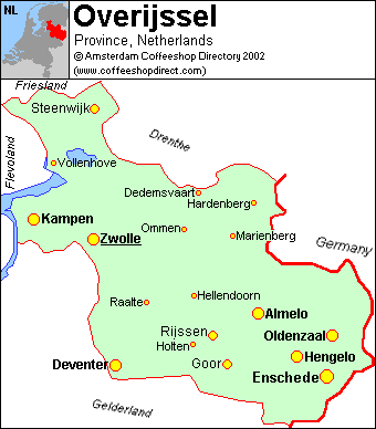 Map of Overijssel province, Netherlands